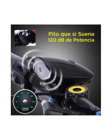 Luz Recargable para Bicicleta con Bocina