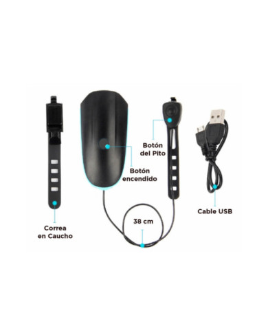Luz Recargable para Bicicleta con Bocina