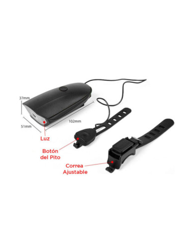Luz Recargable para Bicicleta con Bocina