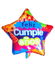 Globo M18" Estrella Feliz Cumpleaños 2