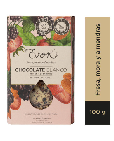 Choc Barra V Blanca Almendra, Mora, Fresa 100G Choc Barra V Blanca Almendra, Mora, Fresa 100G