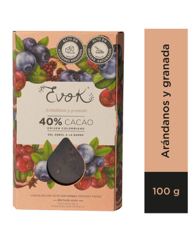 Choc Barra V 40% Arándano, Granada 100G