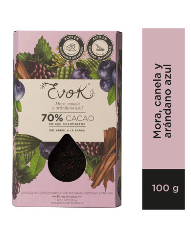 Choc Barra V 70% Mora, Canela,Arand 100G Choc Barra V 70% Mora, Canela,Arand 100G