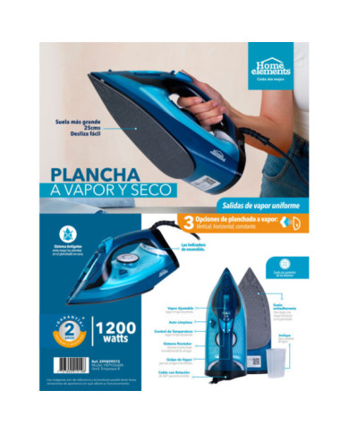 PLANCHA A VAPOR Y SECO ANTIADHERENTE HEPV268A