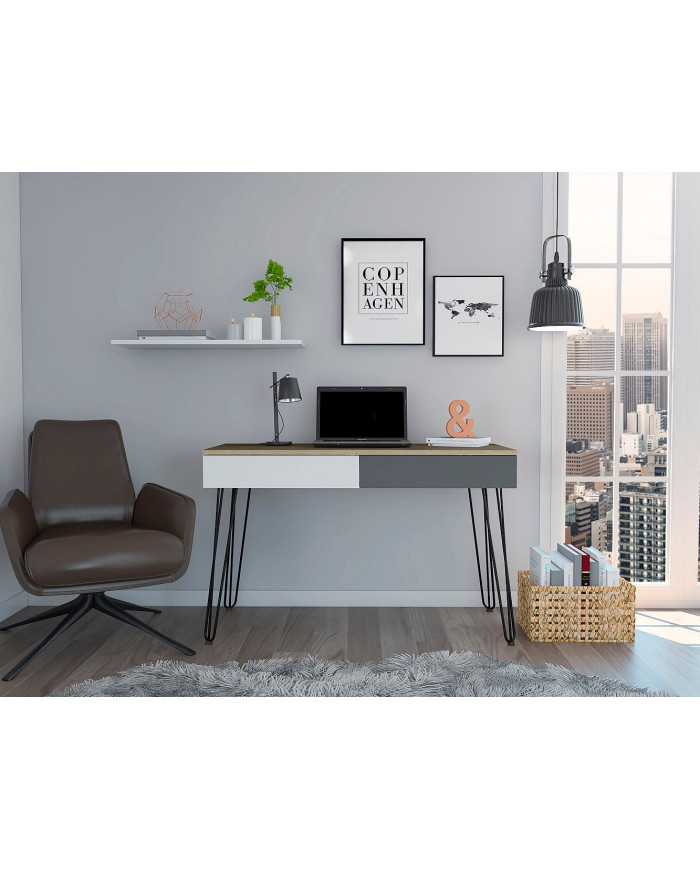 Escritorio Mumbai Blanco Duna Plomo