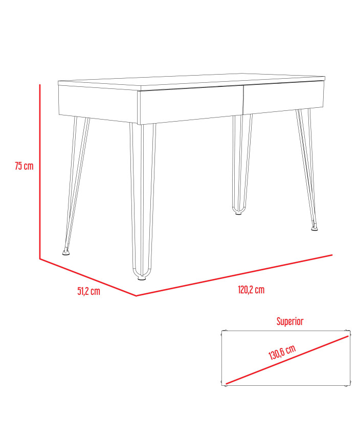 Escritorio Mumbai Blanco Duna Plomo