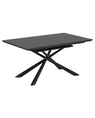 Mesa extensible Theone 160 (210) x 90 cm cristal patas de acero acabado negro Mesa extensible Theone 160 (210) x 90 cm cristal patas de acero acabado negro